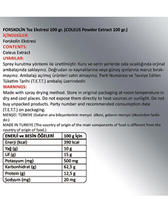 Forskolin Toz Ekstresi 100 Gr. Cam Kavanoz