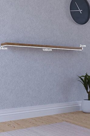 100 Cm Safir Meşe Mdf Uçan Duvar Rafı Gizli Bağlantı Kitaplık