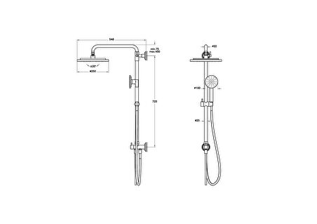 VitrA Origin Classic A45793 Duş Kolonu, Krom