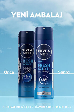 MEN Erkek Sprey Deodorant Fresh Active 150ml, Ter Kokusuna Karşı 48 Saat Koruma, Uzun Süre Ferahlık