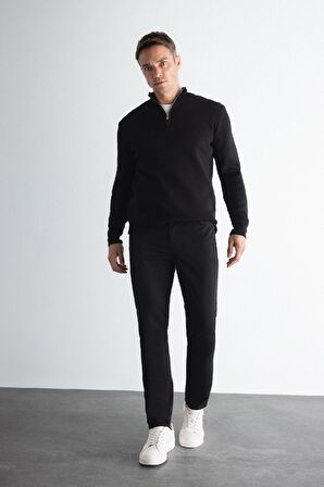 DeFacto Chino Kanvas Pantolon Slim Fit Dar Kesim Pamuklu Esnek Dar Paça C9441AX24AUBK81