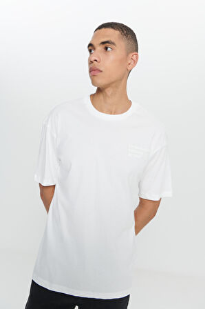 Loose Fit Bol Kesim %100 Pamuk Baskılı Bisiklet Yaka Tişört