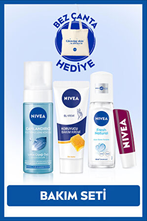 Nivea Kadın Pump Deodorant Fresh Natural 75ml,yüz Yıkama Köpüğü 150ml, Nemlendirici Krem,dudak Bakım Kremi
