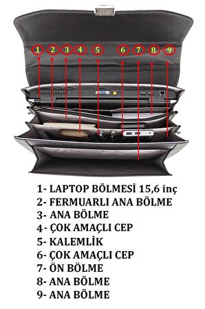 Case Club Evrak Tipi Erkek El Çantası Kilit Mekanizmalı Omuz Askılı 15,6 Inç Laptop Bölmeli A4 Uyumlu