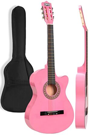 Midex CG-395PK Pembe Renk Kesik Klasik Gitar 4/4 Yetişkin Boy Sap Ayarlı Full Set