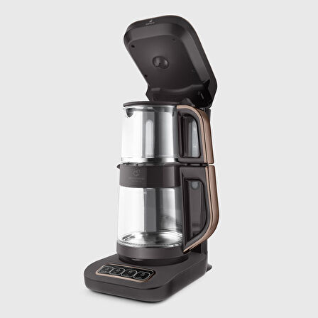 Karaca Çaysever Robotea Pro Connect 4 in 1 Konuşan Cam Çay Makinesi Walnut Brown Kahvarengi