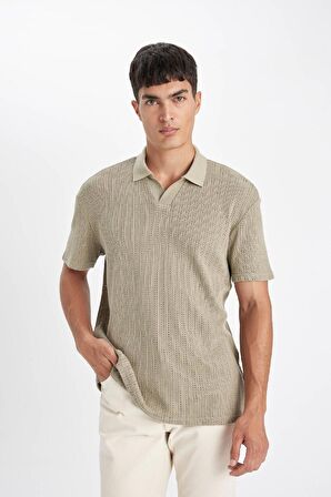 DeFacto Regular Fit Kısa Kollu Dokulu Triko Polo Tişört D4810AX24SMKH96