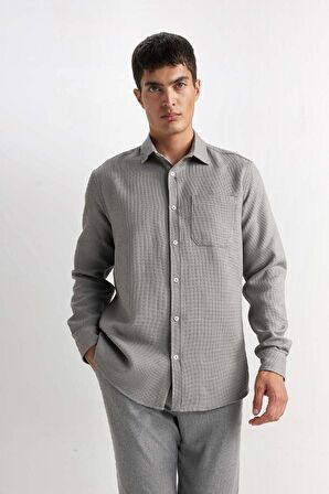 DeFacto Regular Fit Polo Yaka Pamuklu Uzun Kollu Gömlek D4976AX24AUGR67