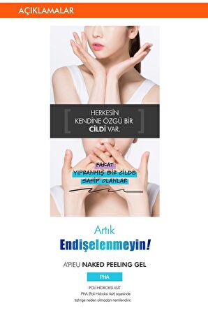 Pha İçeren Hassas Ciltler İçin Peeling Jel 100ml APIEU Naked Peeling Gel (PHA)