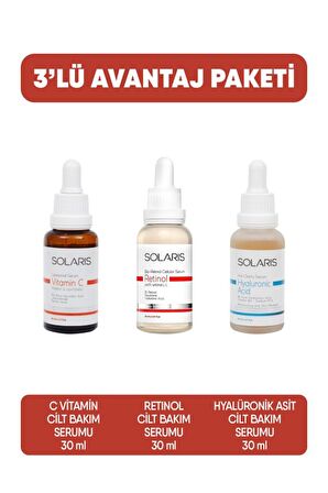 Solaris Yaşlanma Karşıtı Retinol Cilt Serumu Ve Hyaluronic Acid Cilt Serumu Ve C Vitamin Cilt Serumu