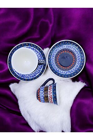 Sharp & Art Seramik 2 Kişilik Özel Seri Detaylı El Işçilikli Kahve Fincan Takımı