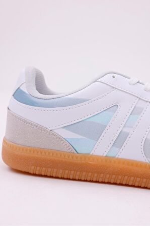 Dijital Baskı Unisex Beyaz-Mavi Sneaker Ayakkabı