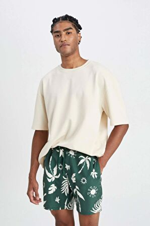 DeFacto Regular Fit Desenli File Astarlı Kısa Boy Deniz Şortu D4517AX24HSGN245