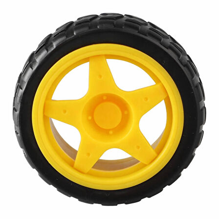 Tt Tekerlek 2.5x6,8cm Plastik Sarı Oyuncak Araba Rubber Lastik Robot Tekerlek Akılı Araç Oyuncak