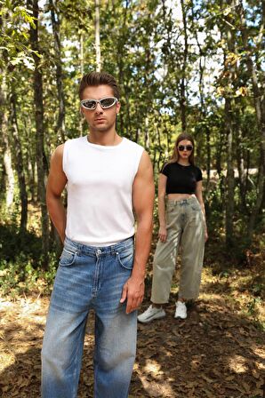 Erkek Skater Fit Jean Pantolon Mavi