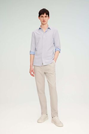 DeFacto Slim Fit Dar Kesim Polo Yaka Petek Dokulu Uzun Kollu Gömlek B6476AX24SPBE523