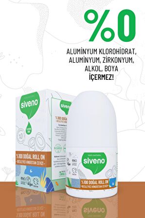 Siveno %100 Doğal Roll On Hindistan Cevizli Deodorant Ter Kokusu Önleyici Bitkisel Leke Bırakmayan Vegan 50 ml