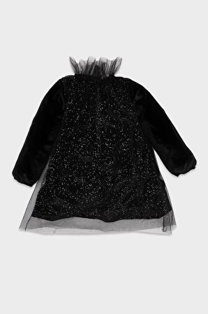 DeFacto Kız Bebek Puantiye Uzun Kollu Kadife Elbise B3476A524WNBK27