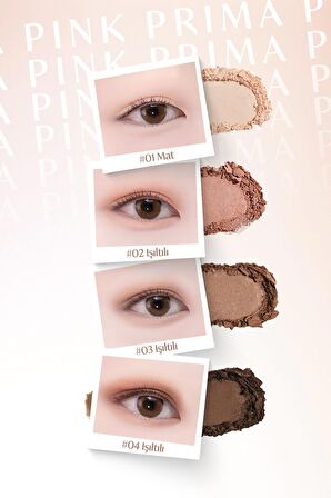 Yoğun Pigmentli Mat ve Işıltılı Tonlar Barındıran 4'lü Far Paleti Day Vibe Palette (#4 Prima Pink)