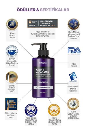 Protein Destekli Besleyici Saç Kremi Kundal Honey&Macadamia Protein Treatment 500ml (Baby Powder)
