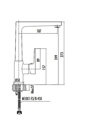 Creavit SR8500S Sharp Mutfak Armatürü Siyah