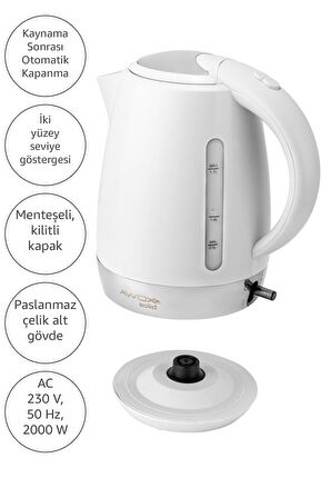 Awox Solid Gizli Rezistans Su Isıtıcı Kettle Beyaz