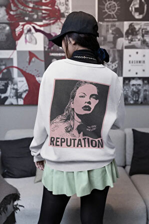 Taylor Swift Reputation Tasarım Baskılı Unisex Oversize Şarkıcı Sweatshirt