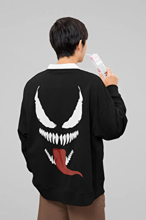 Tasarım Venom Baskılı Unisex Oversize Film Sweatshirt