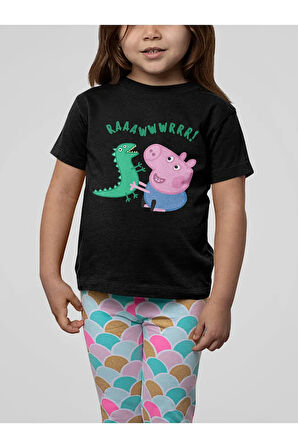 Peppa Pig Baskılı Unisex Çizgi Film Çocuk Tişört (1-12 Yaş)