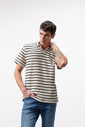 DeFacto Regular Fit Çizgili Kısa Kollu Polo Tişört B6532AX25SPER238