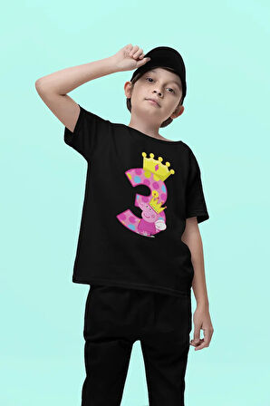 Peppa Pig 3 Yaş Baskılı Unisex Çizgi Film Çocuk Tişört (1-12 Yaş)