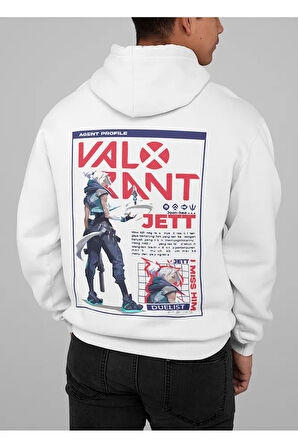 Tasarım Vallorant Jett Baskılı Unisex Oversize Entry Karakter Hoodie