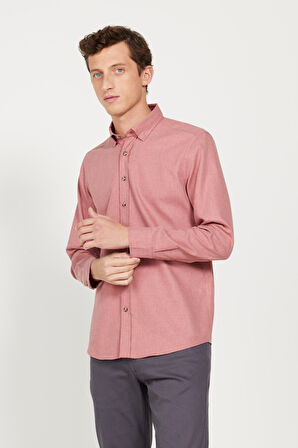 Slim Fit Dar Kesim Düğmeli Yaka Flanel Oduncu Gömlek