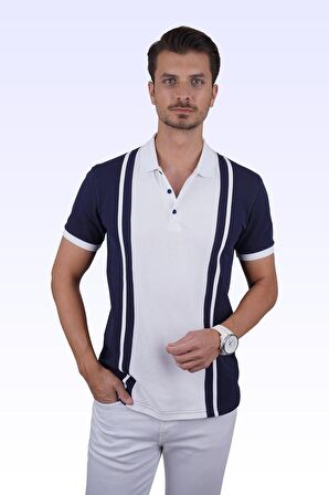 Lacivert Beyaz Çift Renkli Polo Tişört