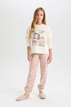 DeFacto Kız Çocuk Pijama Takım Garfield Sweatshirt Üst Desenli Beli Lastikli Uzun Alt D6061A824WNBG759