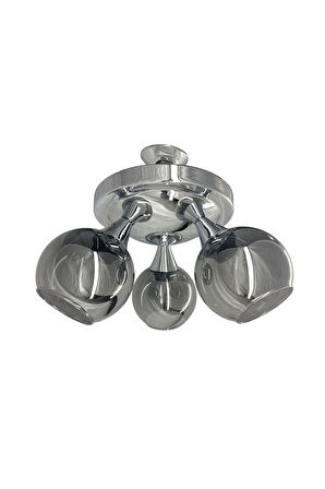 Yaz Krom 3'lü Füme Camlı Avize | Kaliteli Modern Metal Avize