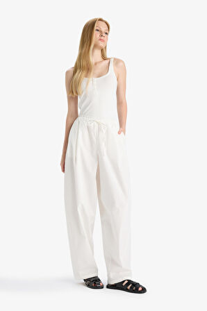 Coool Barrel Fit Normal Bel Poplin Pantolon