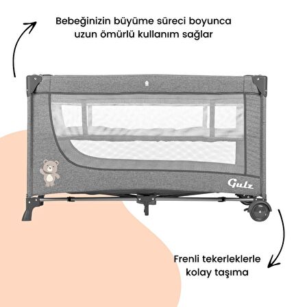 Gulz Lindo Oyun Parkı Bebek Beşik 70x120 Cm
