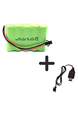 6v 2700mah Oyuncak Araba Bataryası Siyah Soketli+usb Şarj Cihazı