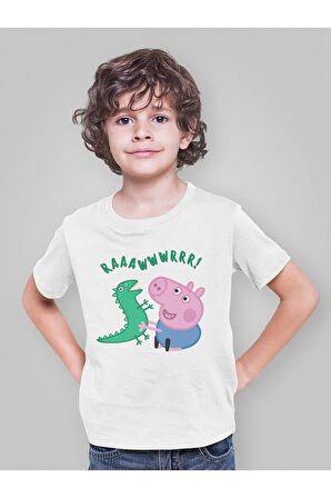 Peppa Pig Baskılı Unisex Çizgi Film Çocuk Tişört (1-12 Yaş)