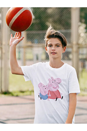 Peppa Pig Baskılı Unisex Çizgi Film Çocuk Tişört (1-12 Yaş)