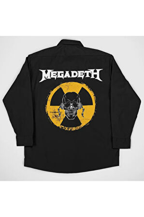 Megadeth Müzik Grubu Baskılı Unisex Rock Metal Cepli Gömlek