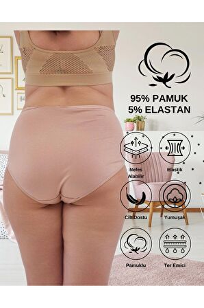Kadın Büyük Beden Külot Full Brief (5XL, 6XL, 7XL) 5 Farklı Renk 1 Pakette