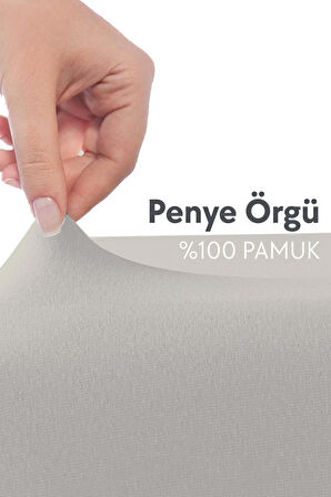 Calmera Home Tek Kişilik %100 Pamuk Penye Lastikli Çarşaf - 100 x 200 cm Açık Gri