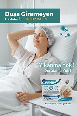 Gümüş İyonlu Saç Yıkama Bonesi 4’lü – Durulama Gerektirmez, Hasta Ve Yatalak Hasta Bakım Ürünü