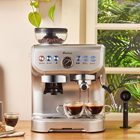 Karaca Coffee Art Barista Öğütücülü, Süt Köpürtücülü Espresso Latte Cappuccino Americano Makinesi