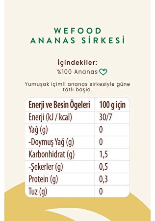 Wefood Ananas Sirkesi 500 ml