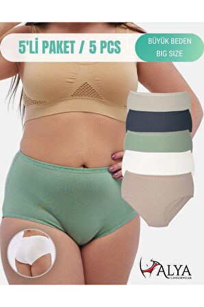 Kadın Büyük Beden Külot Full Brief (5XL, 6XL, 7XL) 5 Farklı Renk 1 Pakette