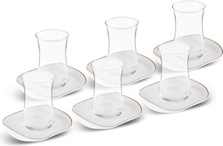Karaca Streamline Plato 12 Parça 6 Kişilik Cam Çay Seti 165 ml