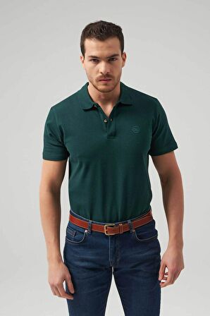 Ds Damat Regular Fit Haki Pike Dokulu %100 Pamuk Kıvrılmaz Polo Yaka Nakışlı T-Shirt 4HC14ORT51000 4HC14ORT51000